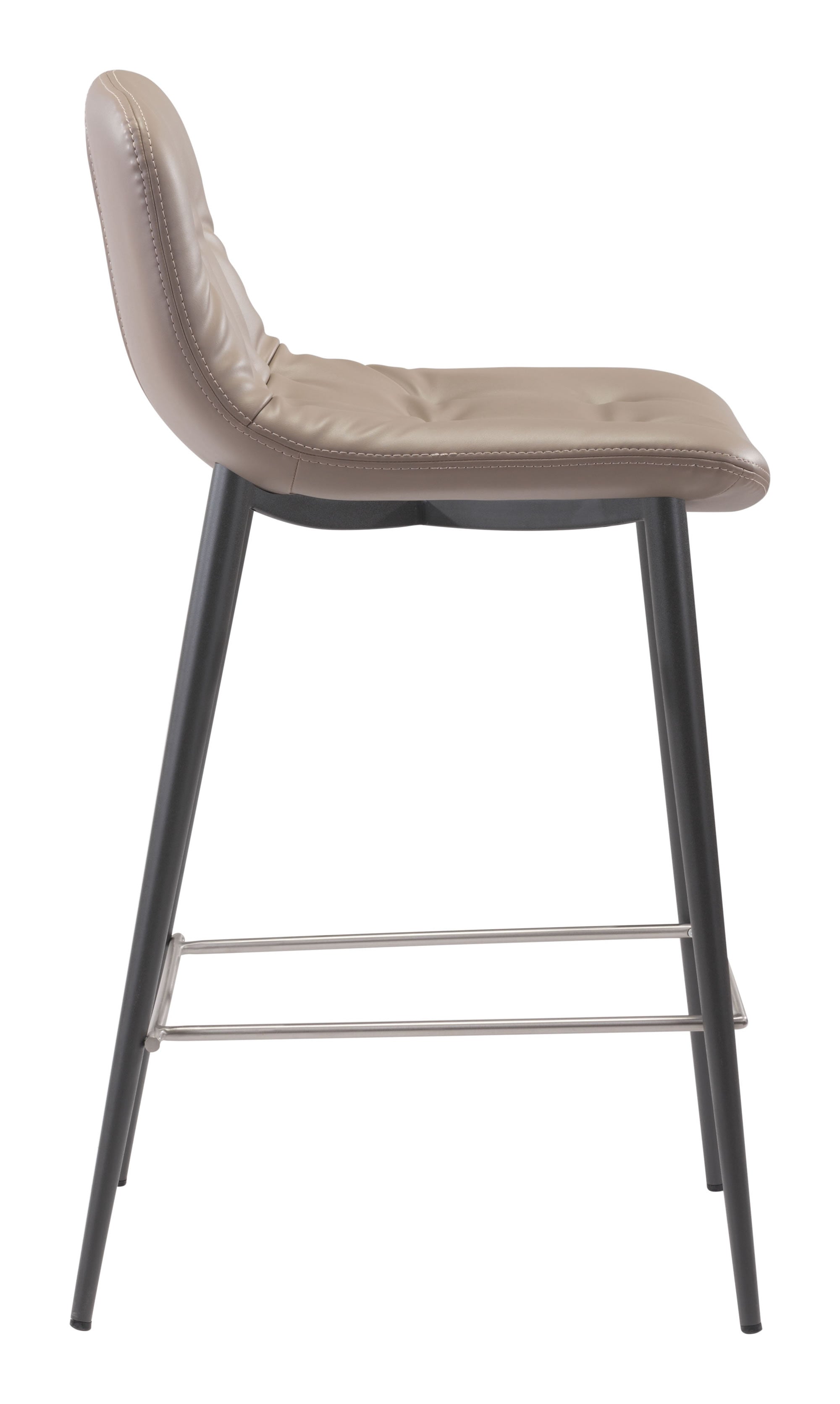 17.3" x 20.7" x 36.2" Taupe, Leatherette, Stainless Steel, Counter Chair - Set of 2