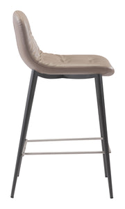 17.3" x 20.7" x 36.2" Taupe, Leatherette, Stainless Steel, Counter Chair - Set of 2