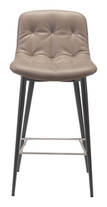 17.3" x 20.7" x 36.2" Taupe, Leatherette, Stainless Steel, Counter Chair - Set of 2