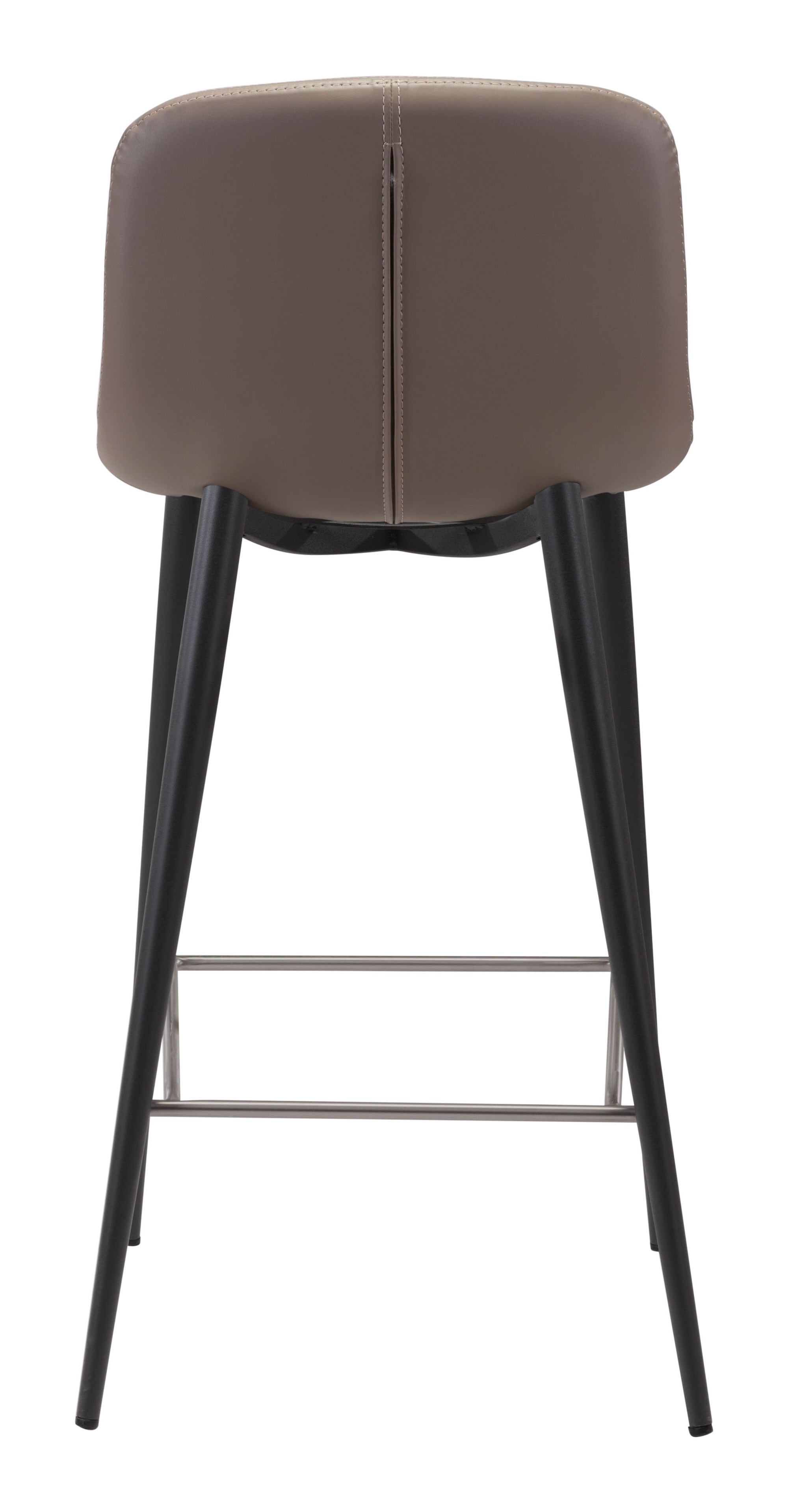 17.3" x 20.7" x 36.2" Taupe, Leatherette, Stainless Steel, Counter Chair - Set of 2