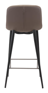 17.3" x 20.7" x 36.2" Taupe, Leatherette, Stainless Steel, Counter Chair - Set of 2