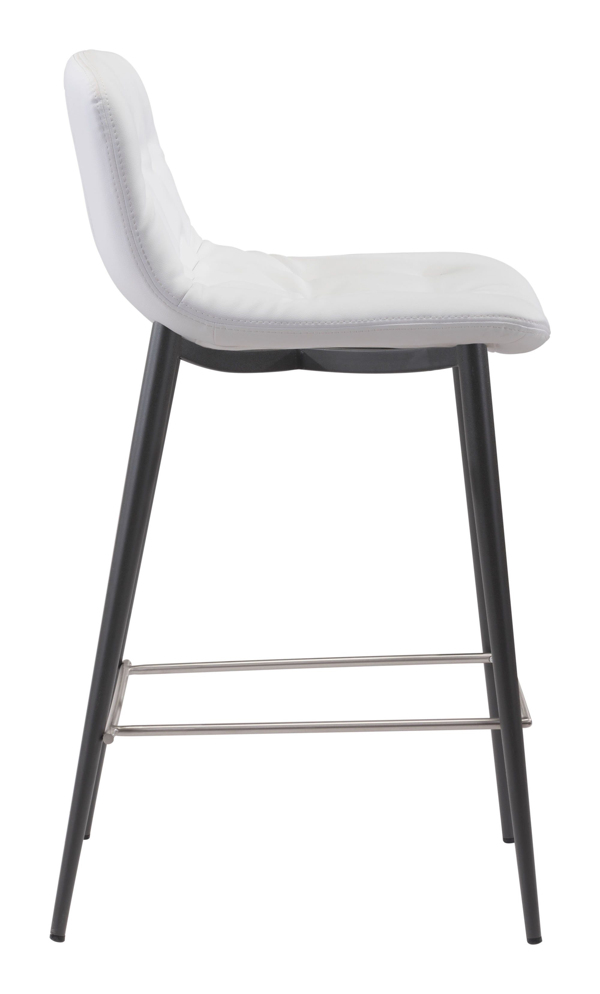 17.3" x 20.7" x 36.2" White, Leatherette, Stainless Steel, Counter Chair - Set of 2