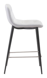 17.3" x 20.7" x 36.2" White, Leatherette, Stainless Steel, Counter Chair - Set of 2