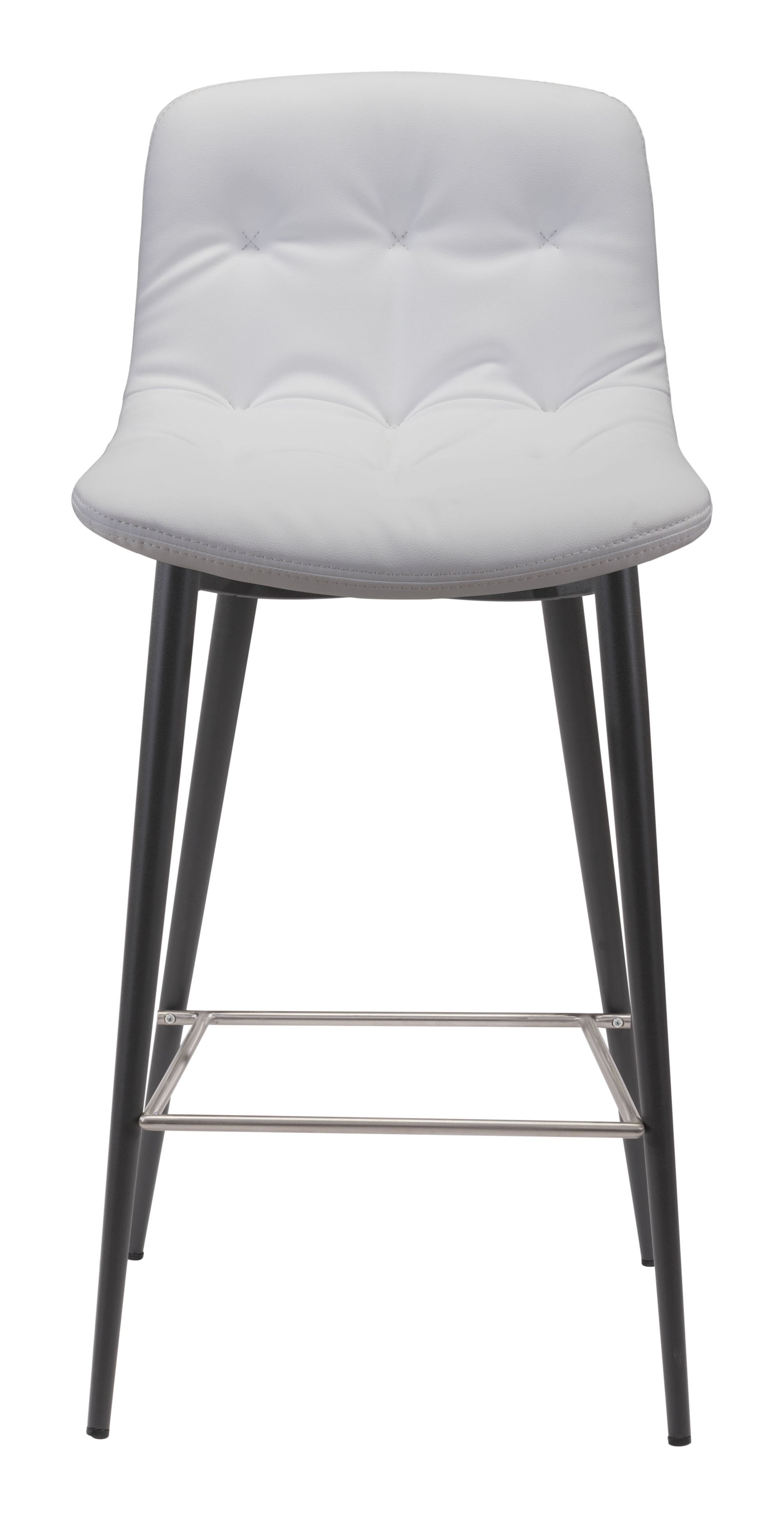 17.3" x 20.7" x 36.2" White, Leatherette, Stainless Steel, Counter Chair - Set of 2