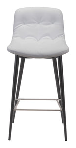 17.3" x 20.7" x 36.2" White, Leatherette, Stainless Steel, Counter Chair - Set of 2