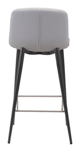 17.3" x 20.7" x 36.2" White, Leatherette, Stainless Steel, Counter Chair - Set of 2