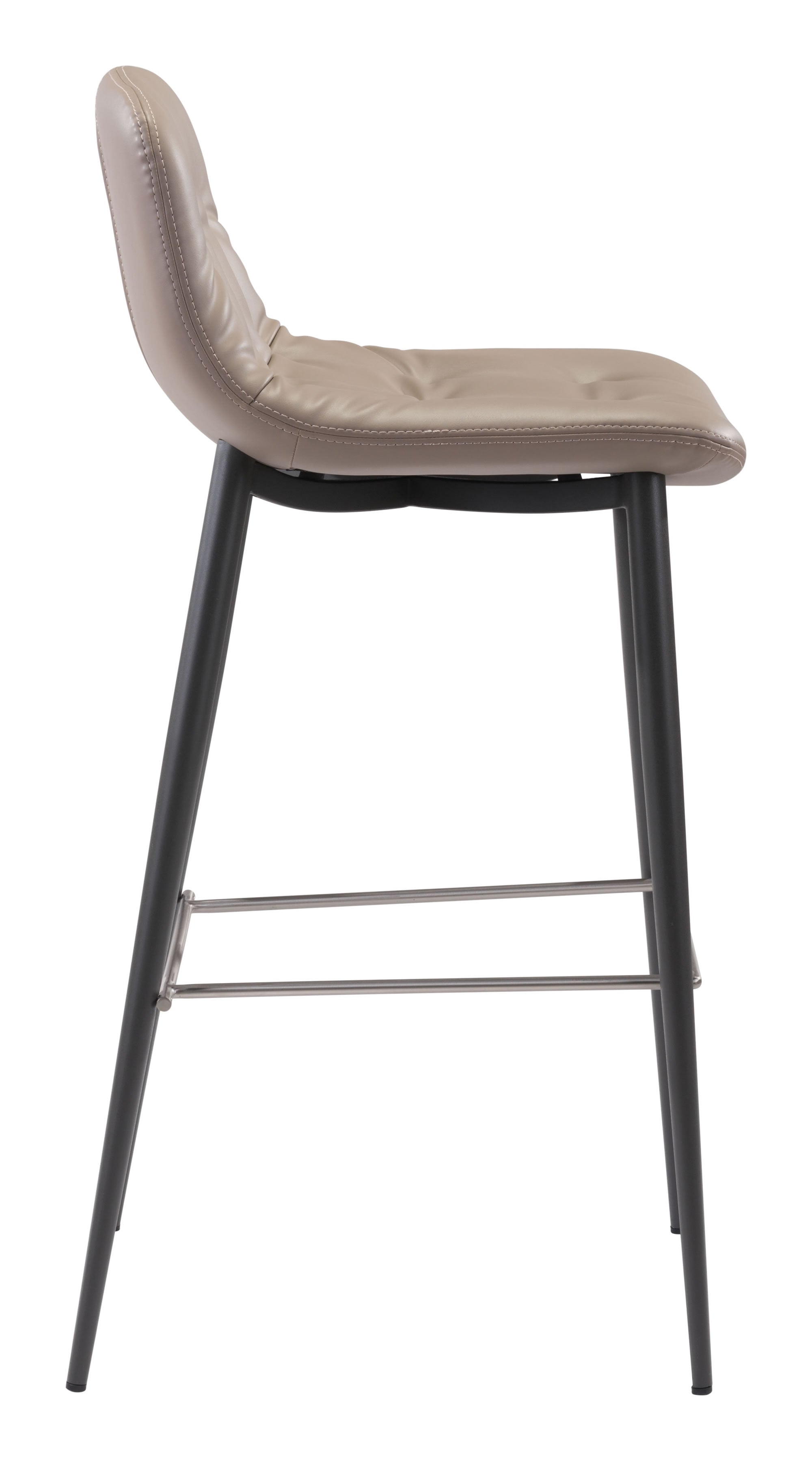 17.3" x 20.7" x 40.2" Taupe, Leatherette, Stainless Steel, Bar Chair - Set of 2
