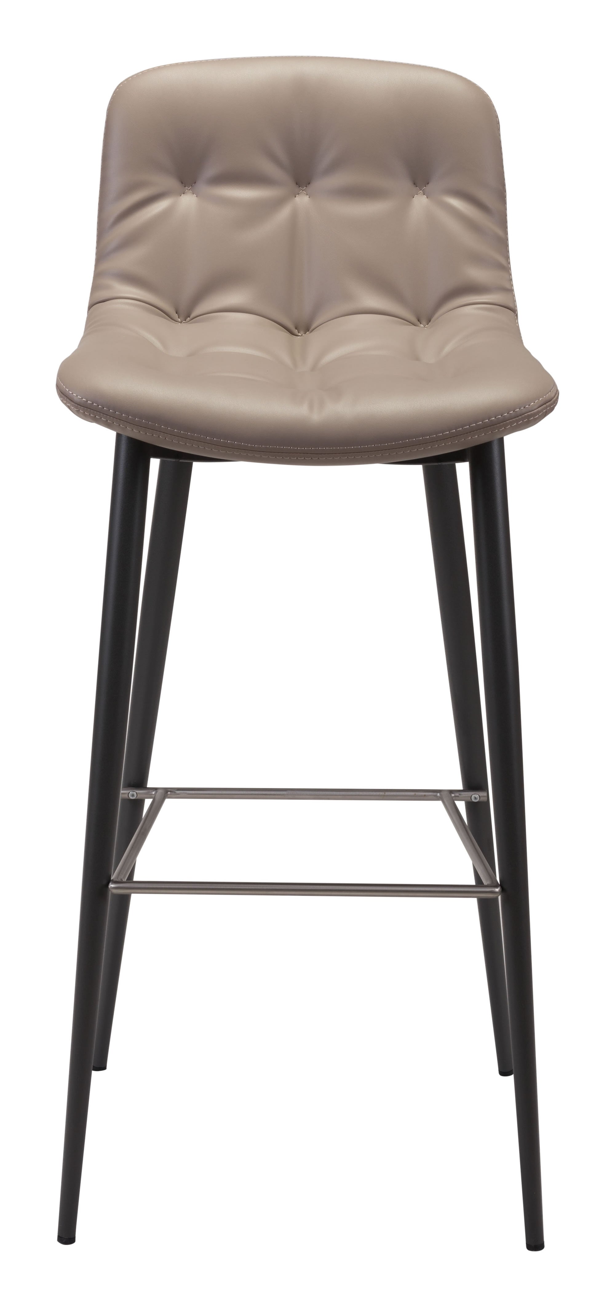17.3" x 20.7" x 40.2" Taupe, Leatherette, Stainless Steel, Bar Chair - Set of 2