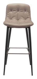 17.3" x 20.7" x 40.2" Taupe, Leatherette, Stainless Steel, Bar Chair - Set of 2