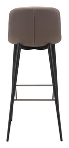 17.3" x 20.7" x 40.2" Taupe, Leatherette, Stainless Steel, Bar Chair - Set of 2