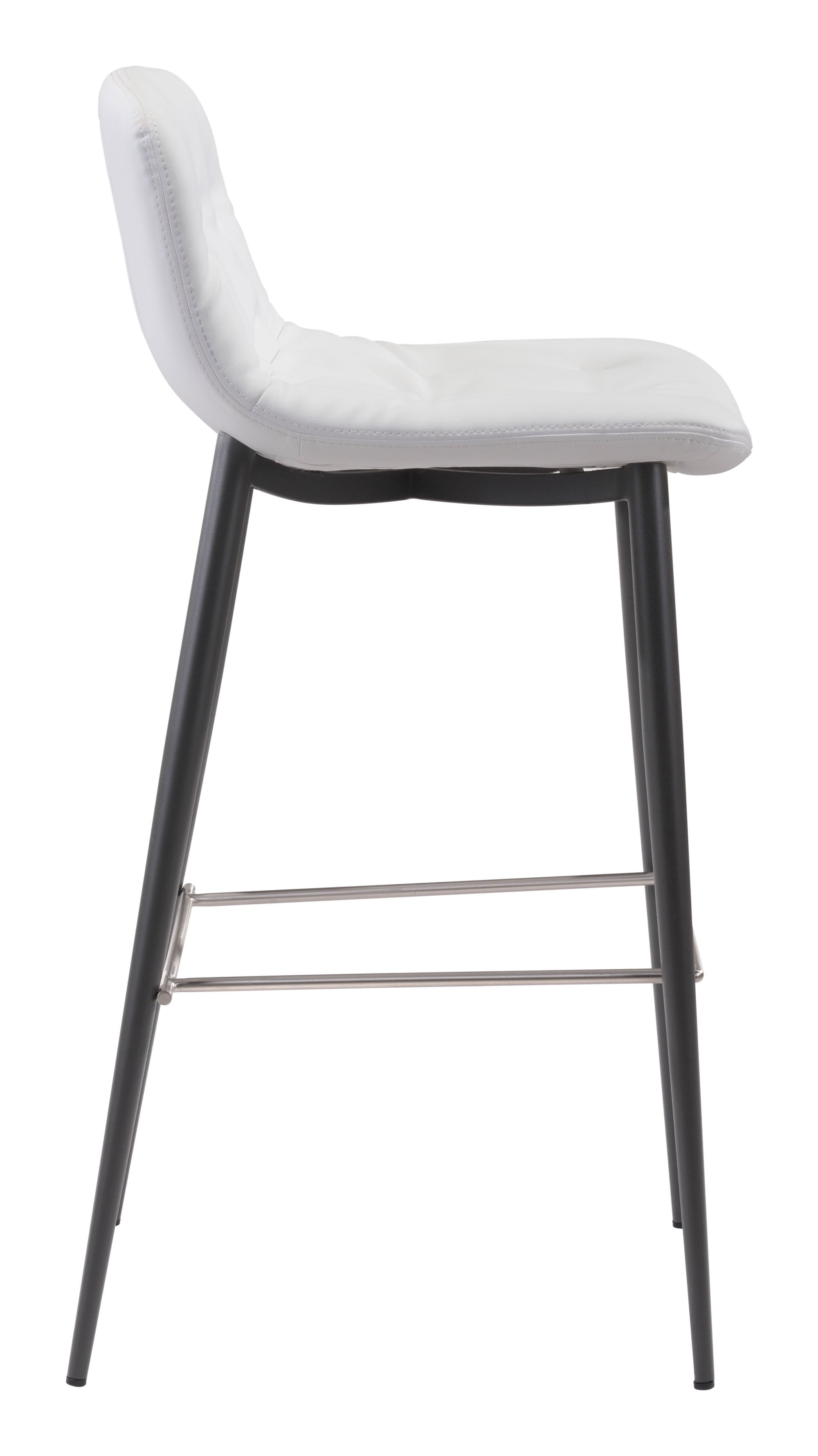 17.3" x 20.7" x 40.2" White, Leatherette, Stainless Steel, Bar Chair - Set of 2