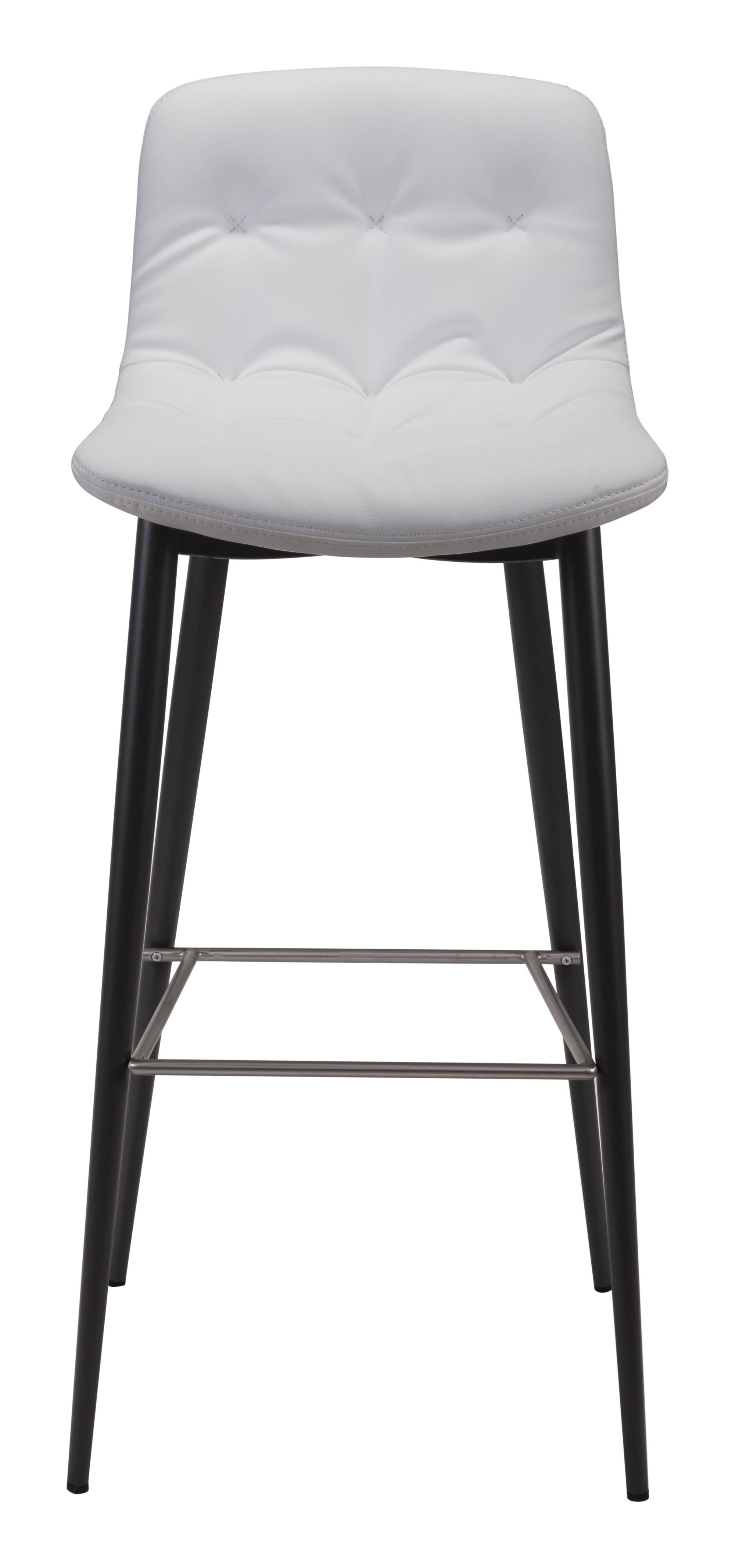 17.3" x 20.7" x 40.2" White, Leatherette, Stainless Steel, Bar Chair - Set of 2