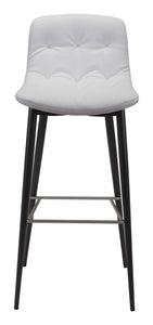 17.3" x 20.7" x 40.2" White, Leatherette, Stainless Steel, Bar Chair - Set of 2