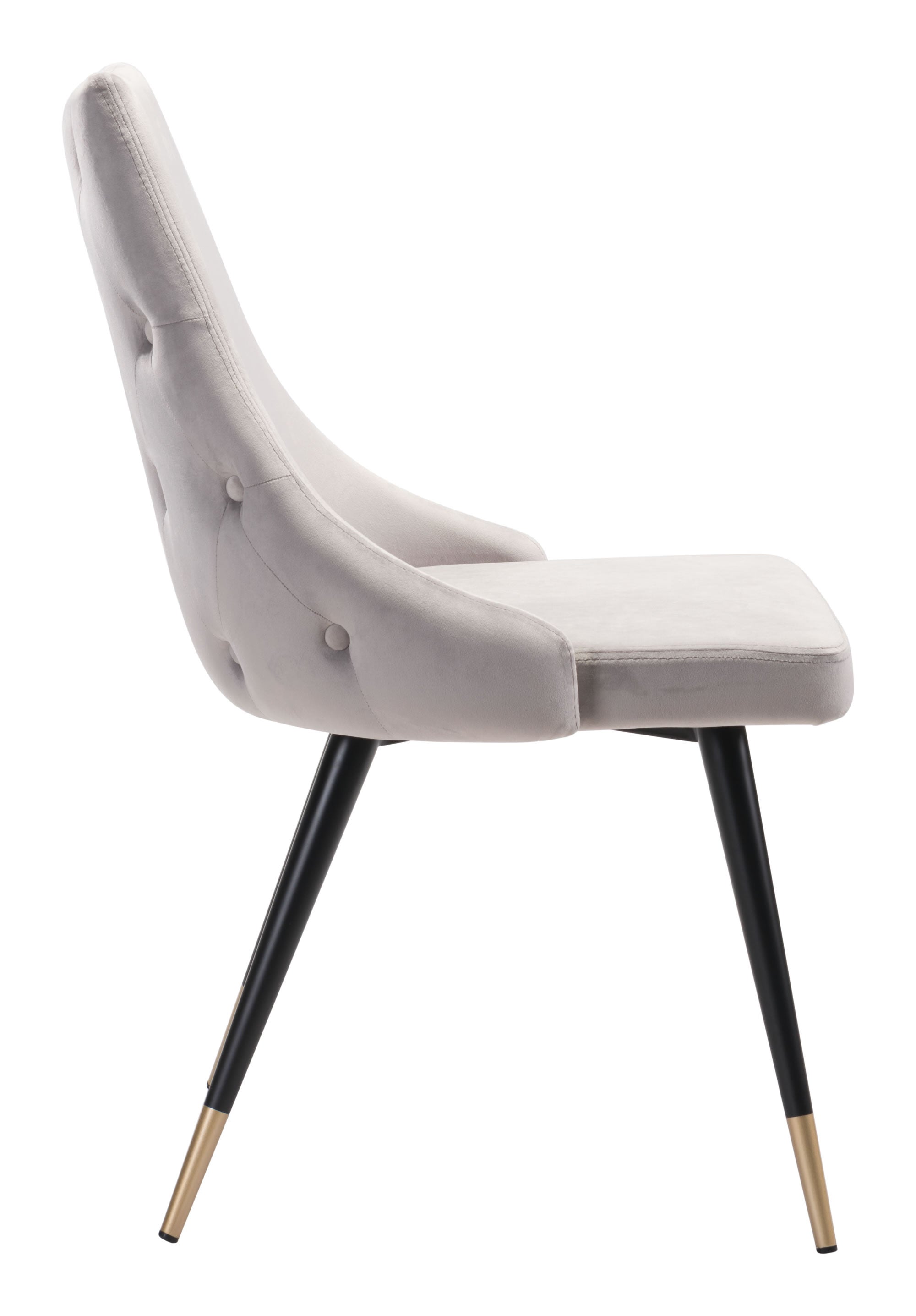 20.5" x 24.6" x 34.8" Gray, Velvet, Stainless Steel, Dining Chair - Set of 2