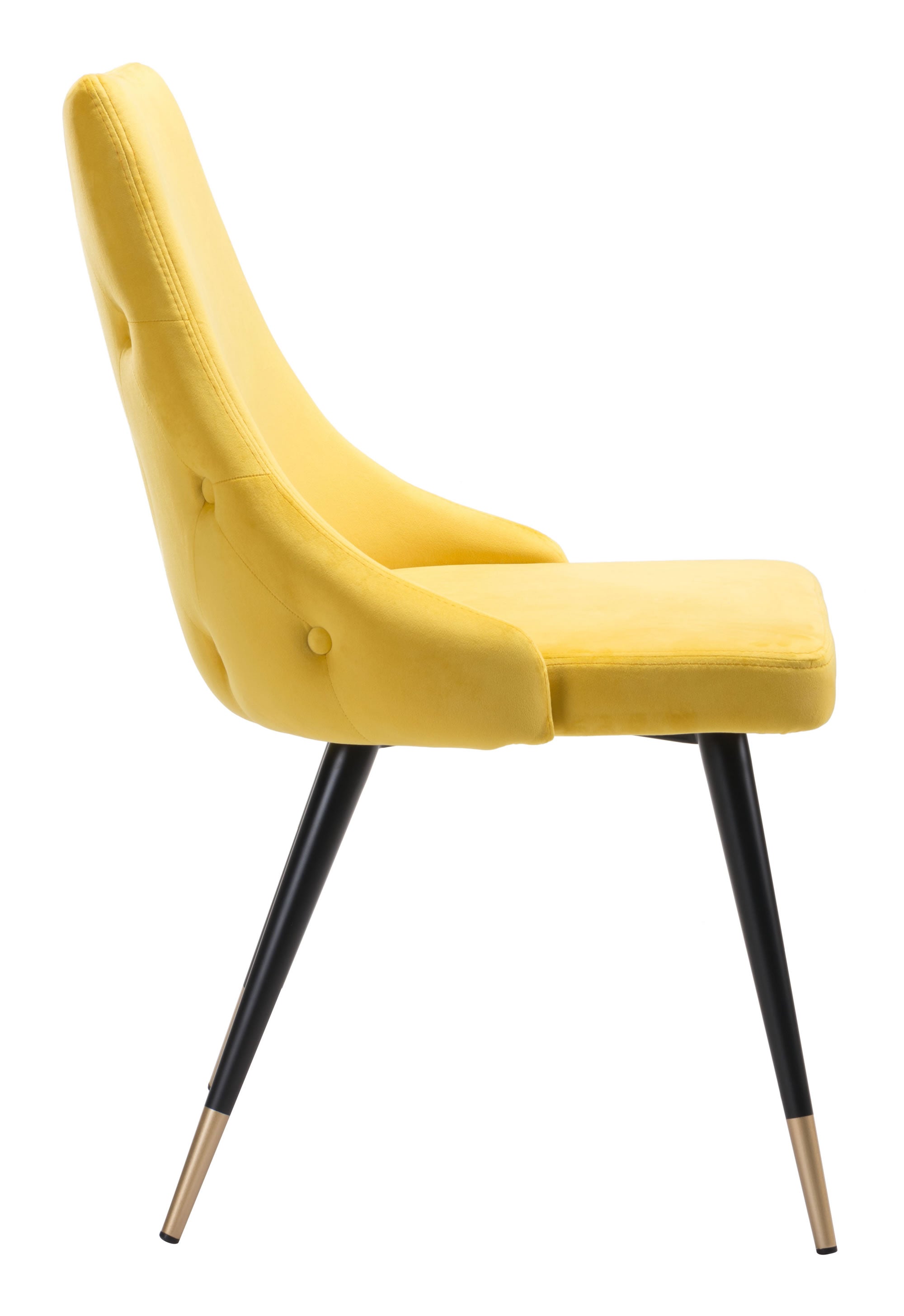 Fashionable Canary Yellow Velvet Dining or Side Chair - Set of 2