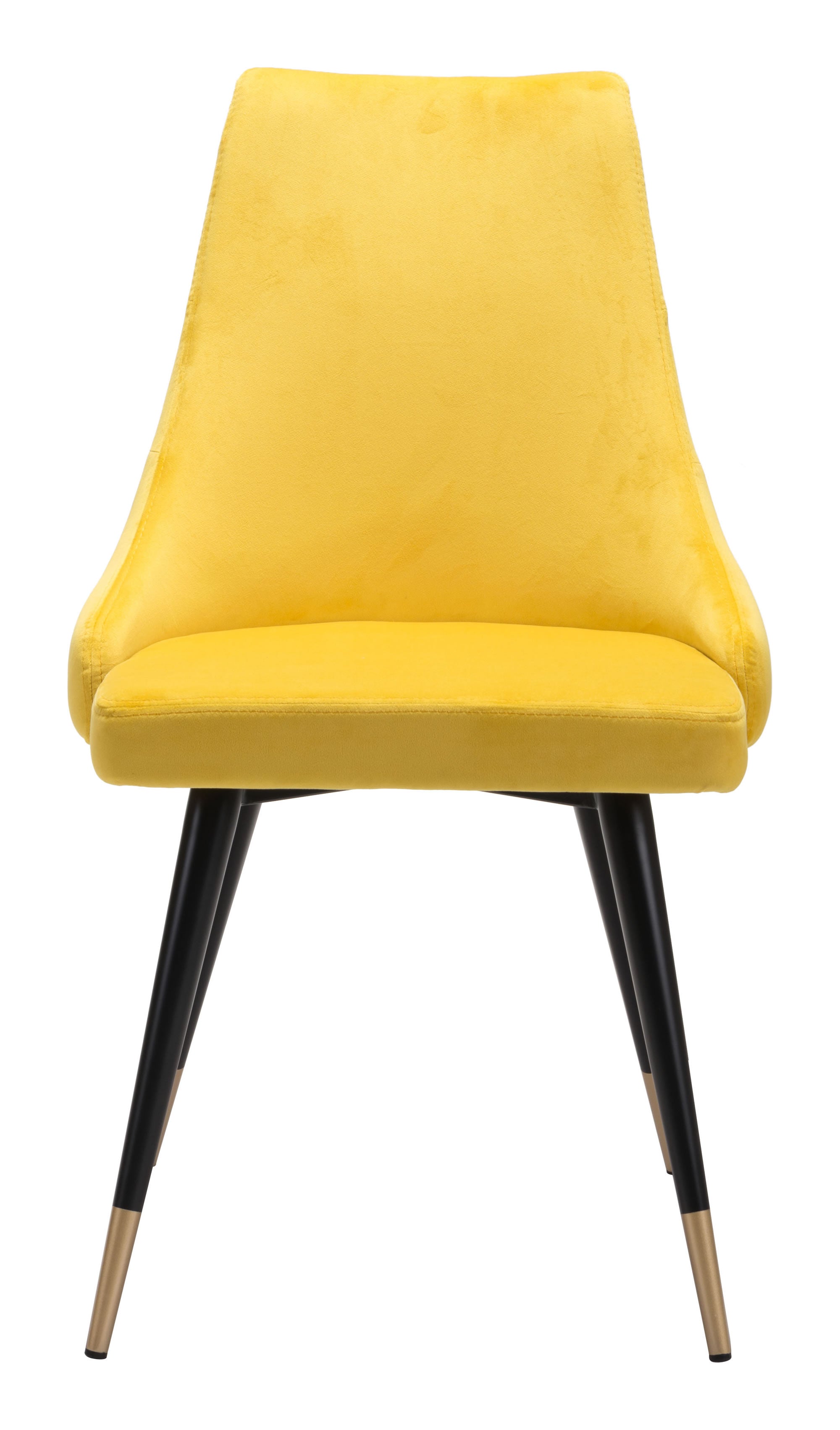 Fashionable Canary Yellow Velvet Dining or Side Chair - Set of 2