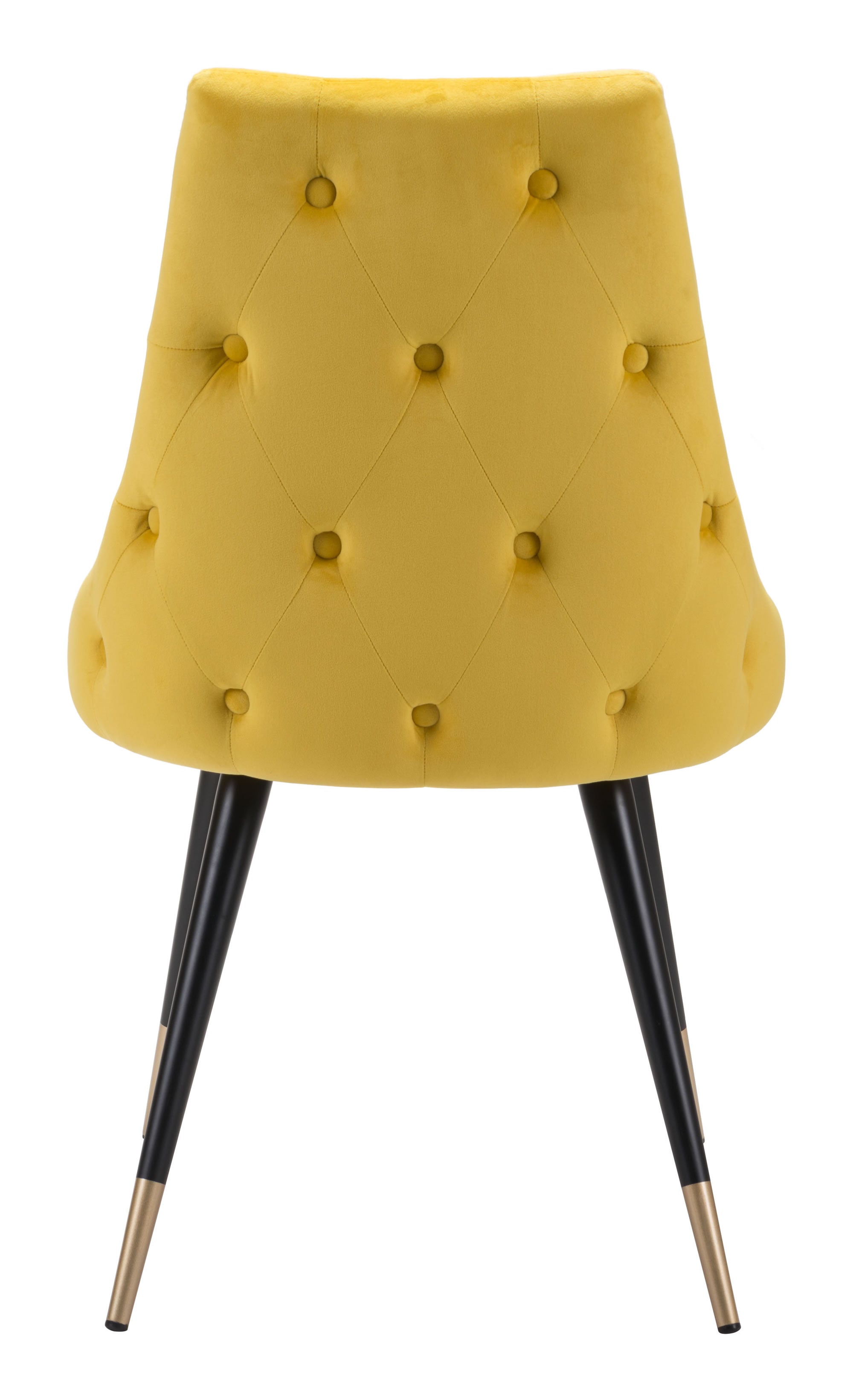 Fashionable Canary Yellow Velvet Dining or Side Chair - Set of 2
