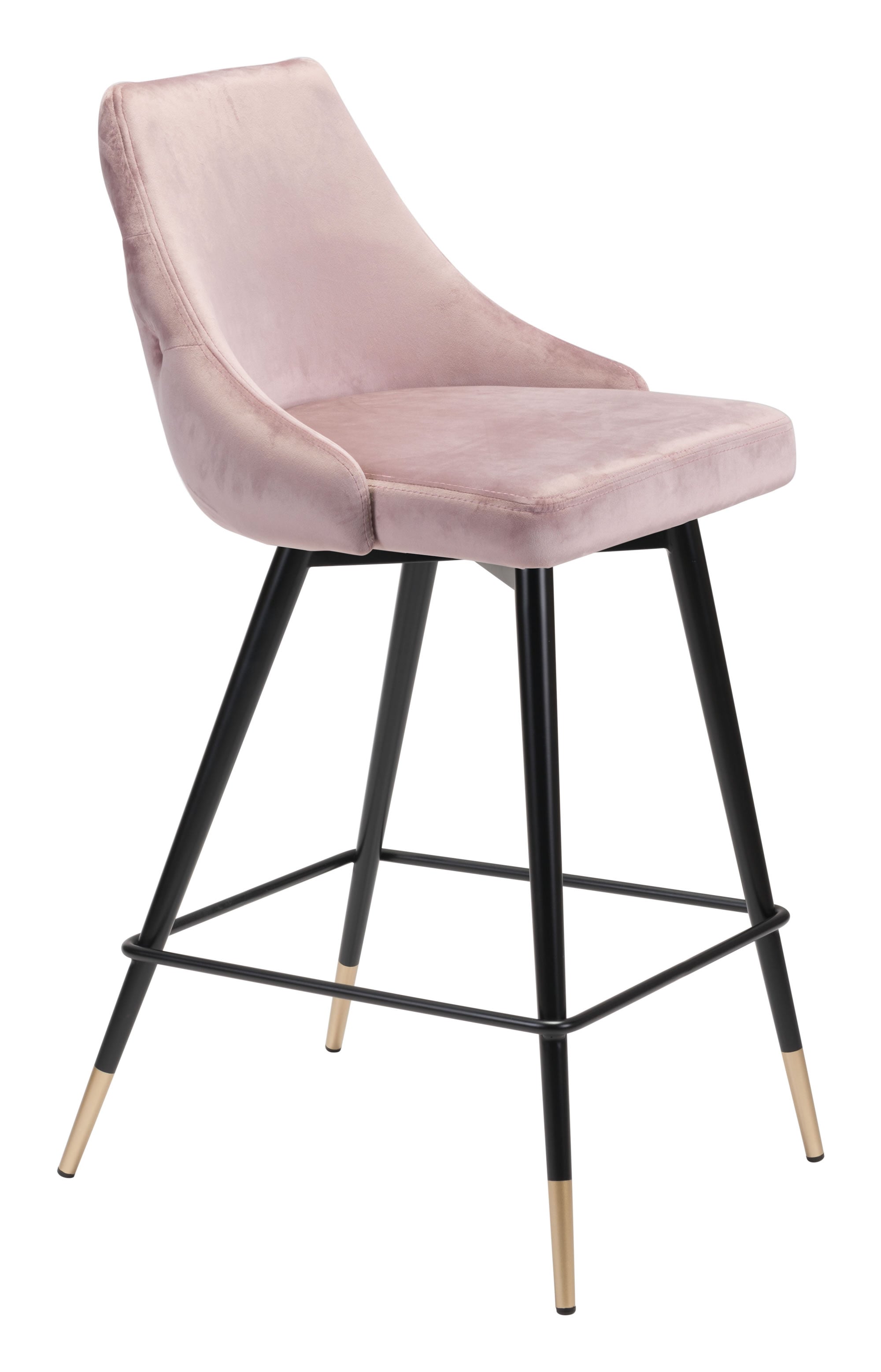 18.5" x 20.9" x 36.4" Pink, Velvet, Stainless Steel, Counter Chair