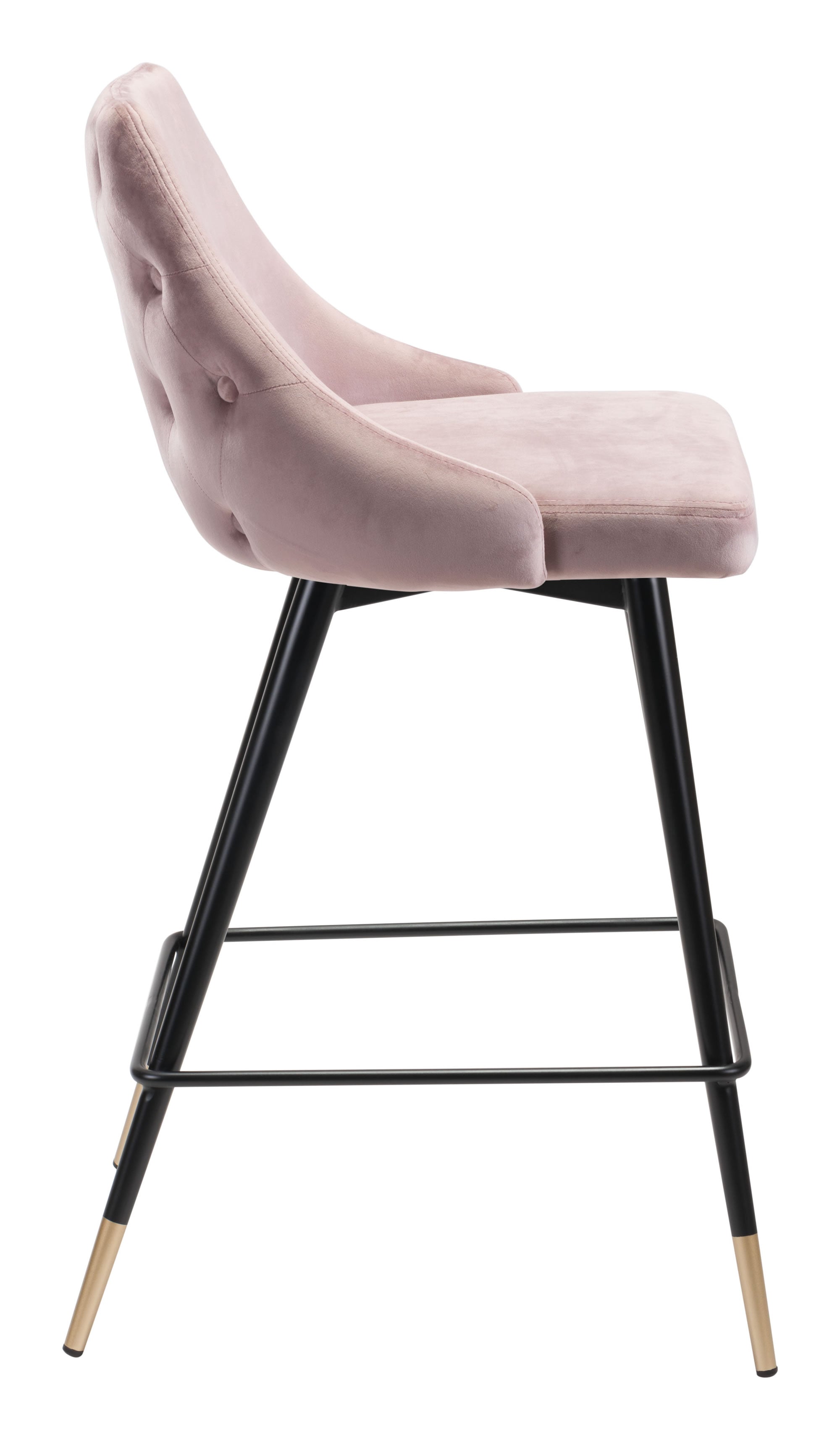 18.5" x 20.9" x 36.4" Pink, Velvet, Stainless Steel, Counter Chair