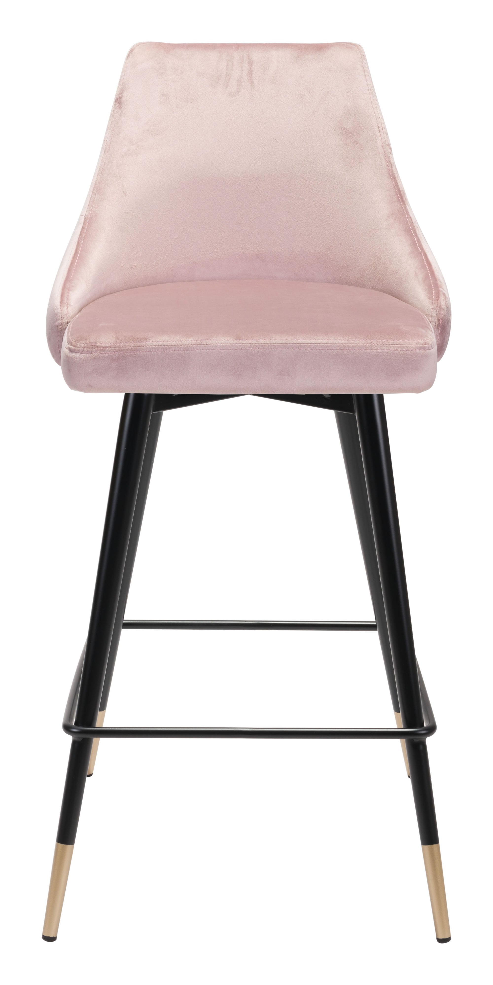 18.5" x 20.9" x 36.4" Pink, Velvet, Stainless Steel, Counter Chair