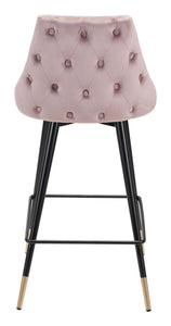 18.5" x 20.9" x 36.4" Pink, Velvet, Stainless Steel, Counter Chair