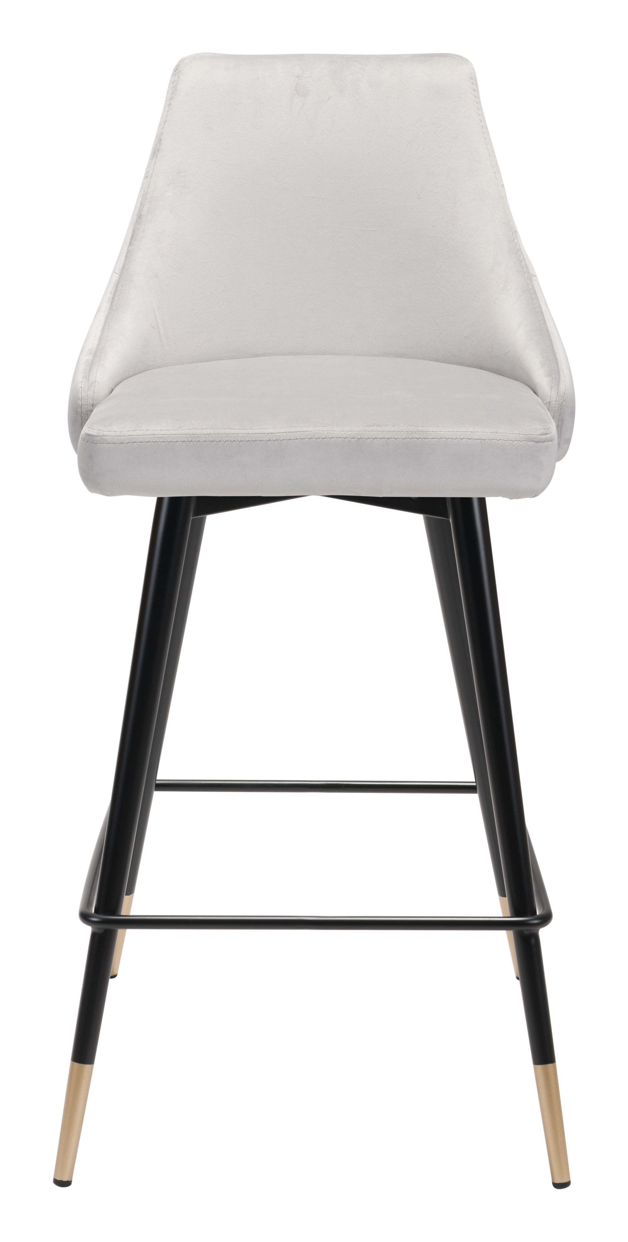 18.5" x 20.9" x 36.4" Gray, Velvet, Stainless Steel, Counter Chair