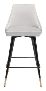 18.5" x 20.9" x 36.4" Gray, Velvet, Stainless Steel, Counter Chair