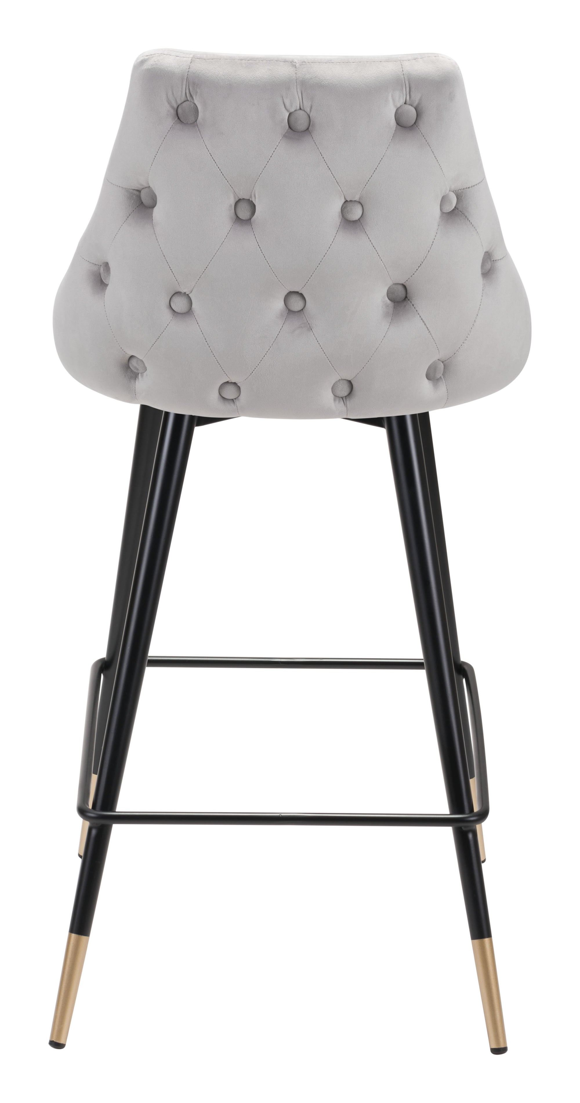 18.5" x 20.9" x 36.4" Gray, Velvet, Stainless Steel, Counter Chair