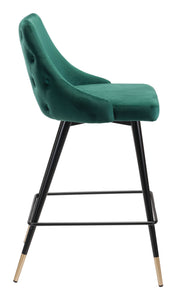 18.5" x 20.9" x 36.4" Green, Velvet, Stainless Steel, Counter Chair