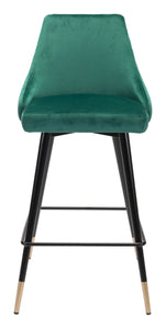 18.5" x 20.9" x 36.4" Green, Velvet, Stainless Steel, Counter Chair