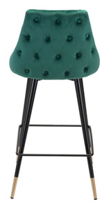 18.5" x 20.9" x 36.4" Green, Velvet, Stainless Steel, Counter Chair