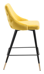 18.5" x 20.9" x 36.4" Yellow, Velvet, Stainless Steel, Counter Chair