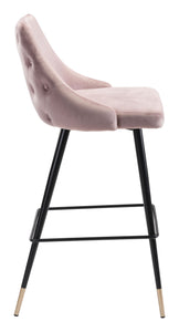 18.5" x 20.9" x 40.6" Pink, Velvet, Stainless Steel, Bar Chair