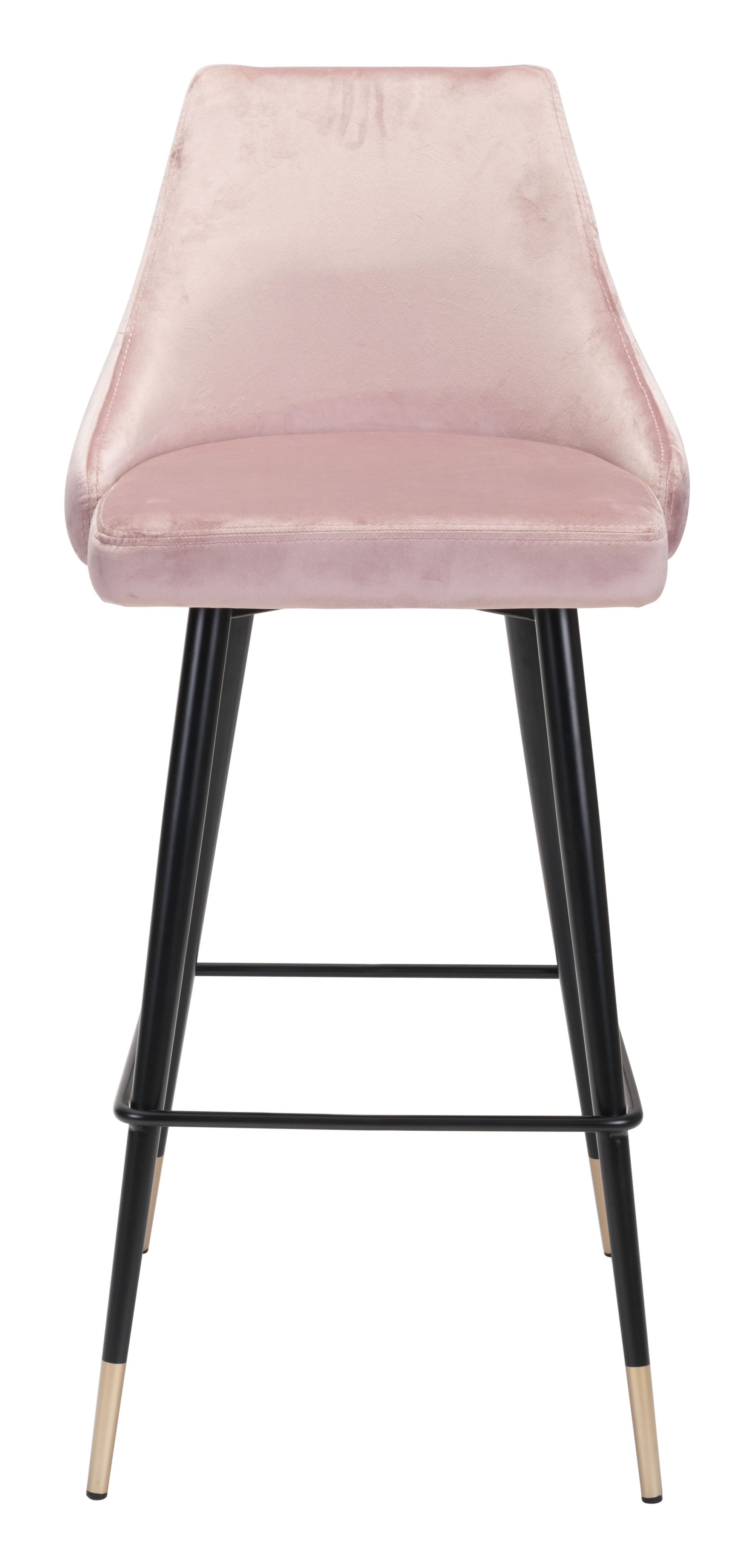 18.5" x 20.9" x 40.6" Pink, Velvet, Stainless Steel, Bar Chair