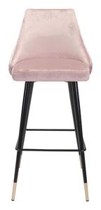 18.5" x 20.9" x 40.6" Pink, Velvet, Stainless Steel, Bar Chair