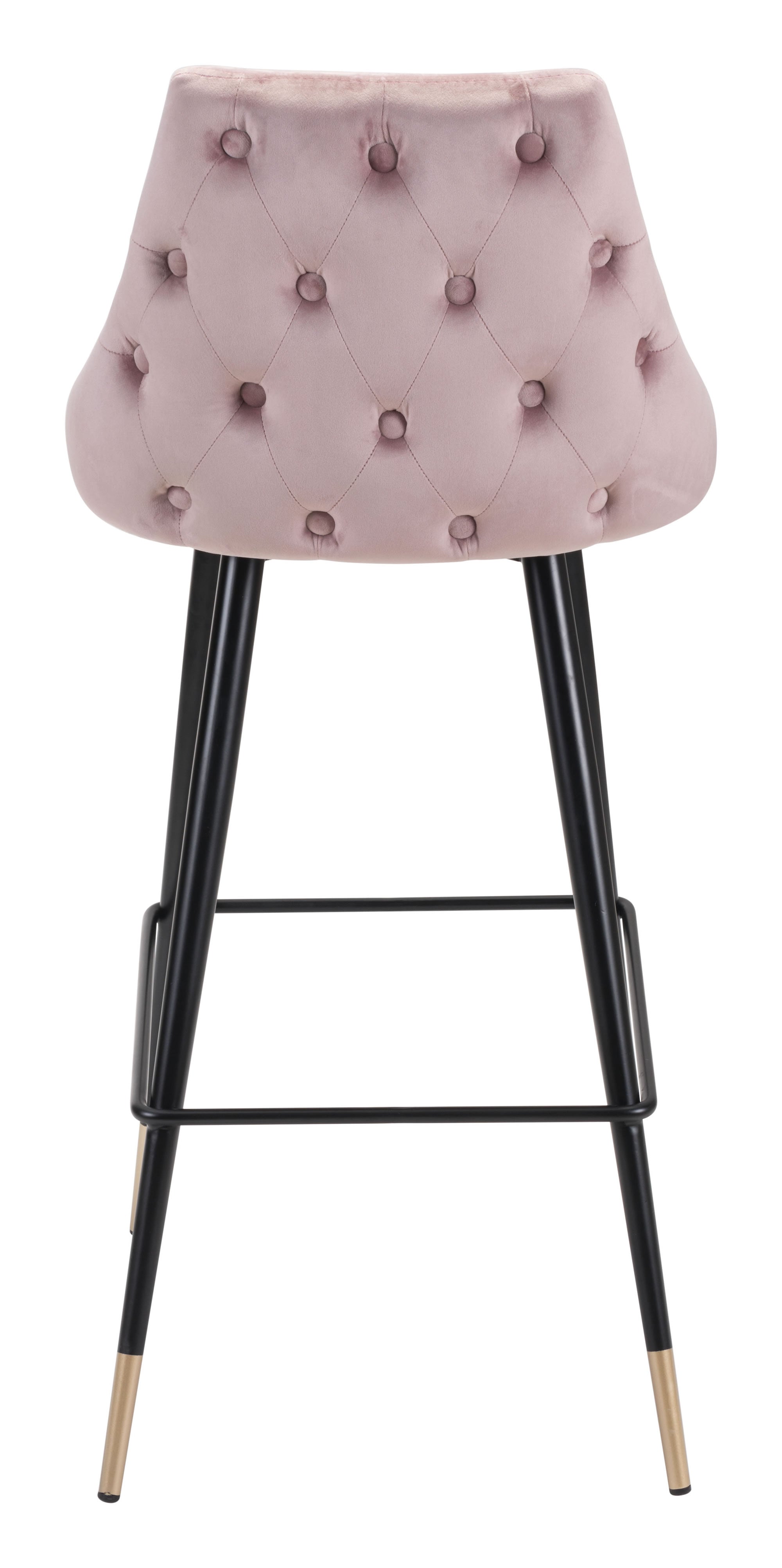 18.5" x 20.9" x 40.6" Pink, Velvet, Stainless Steel, Bar Chair