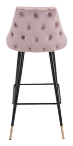 18.5" x 20.9" x 40.6" Pink, Velvet, Stainless Steel, Bar Chair