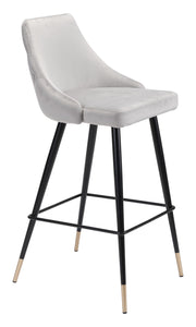 18.5" x 20.9" x 40.6" Gray, Velvet, Stainless Steel, Bar Chair