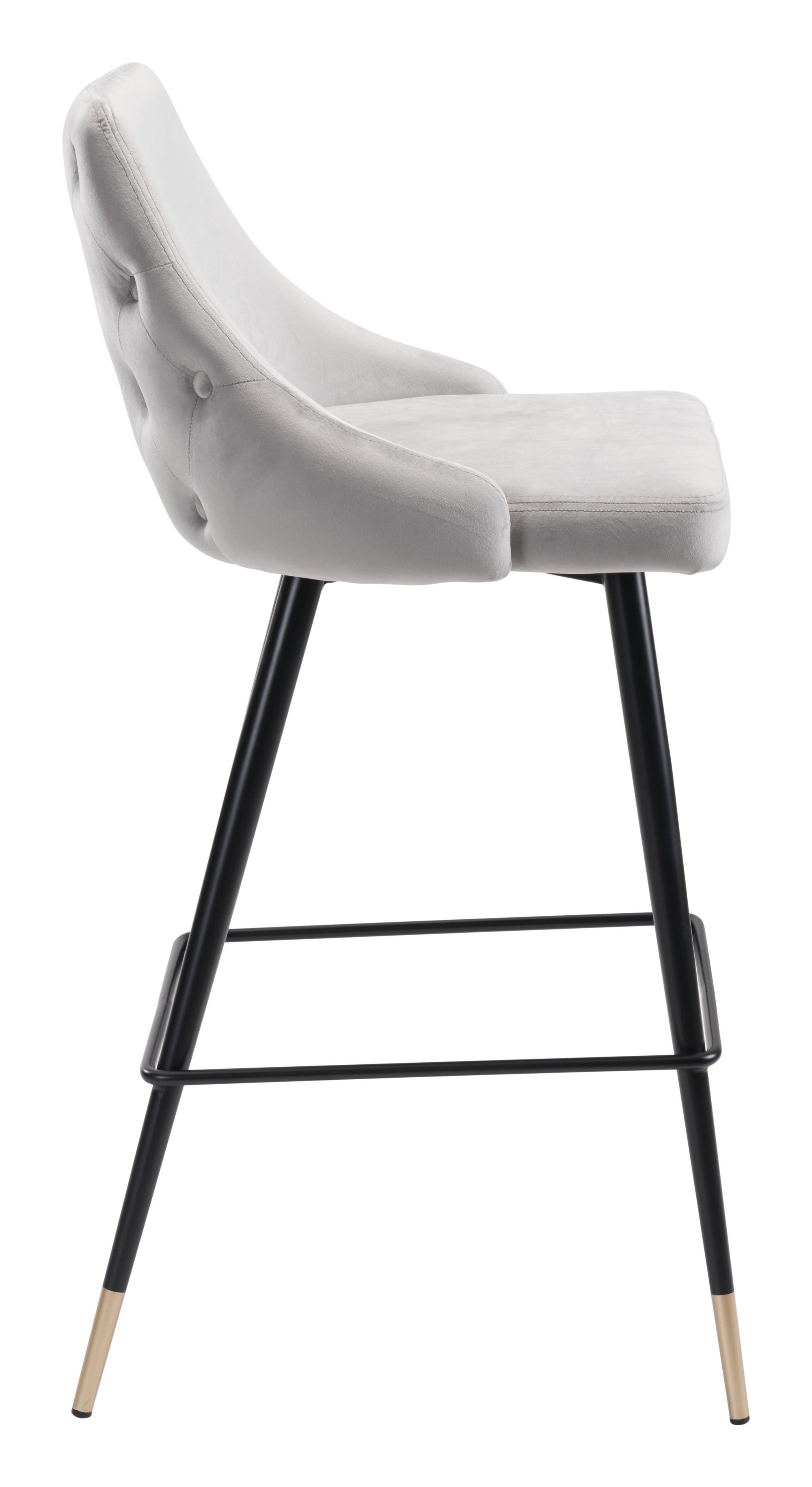 18.5" x 20.9" x 40.6" Gray, Velvet, Stainless Steel, Bar Chair