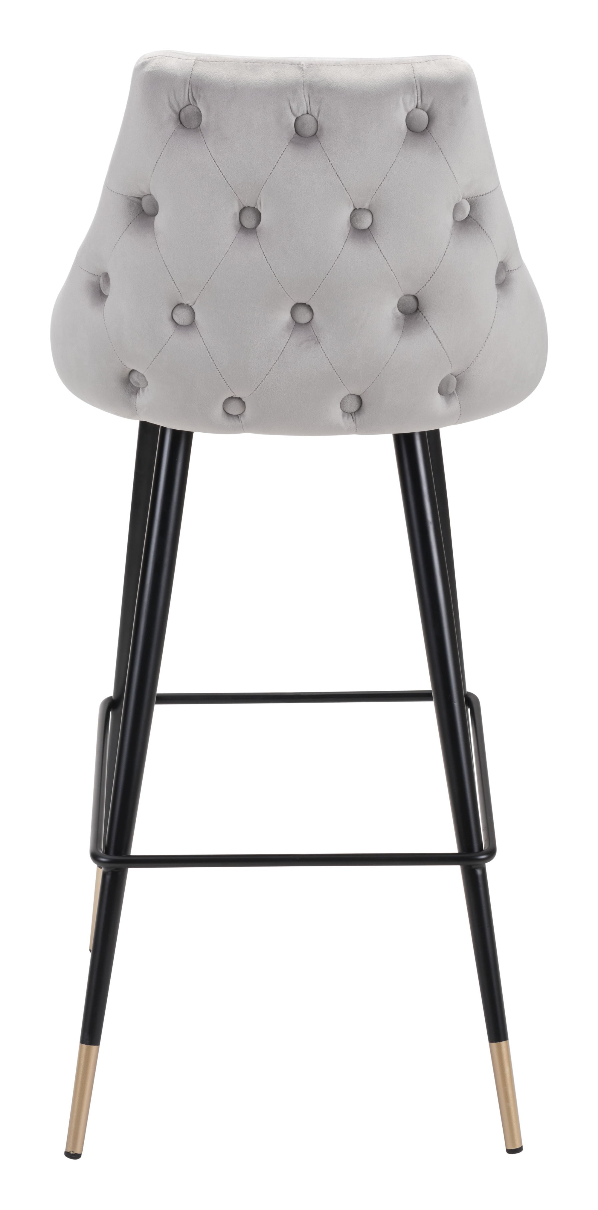 18.5" x 20.9" x 40.6" Gray, Velvet, Stainless Steel, Bar Chair