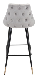 18.5" x 20.9" x 40.6" Gray, Velvet, Stainless Steel, Bar Chair