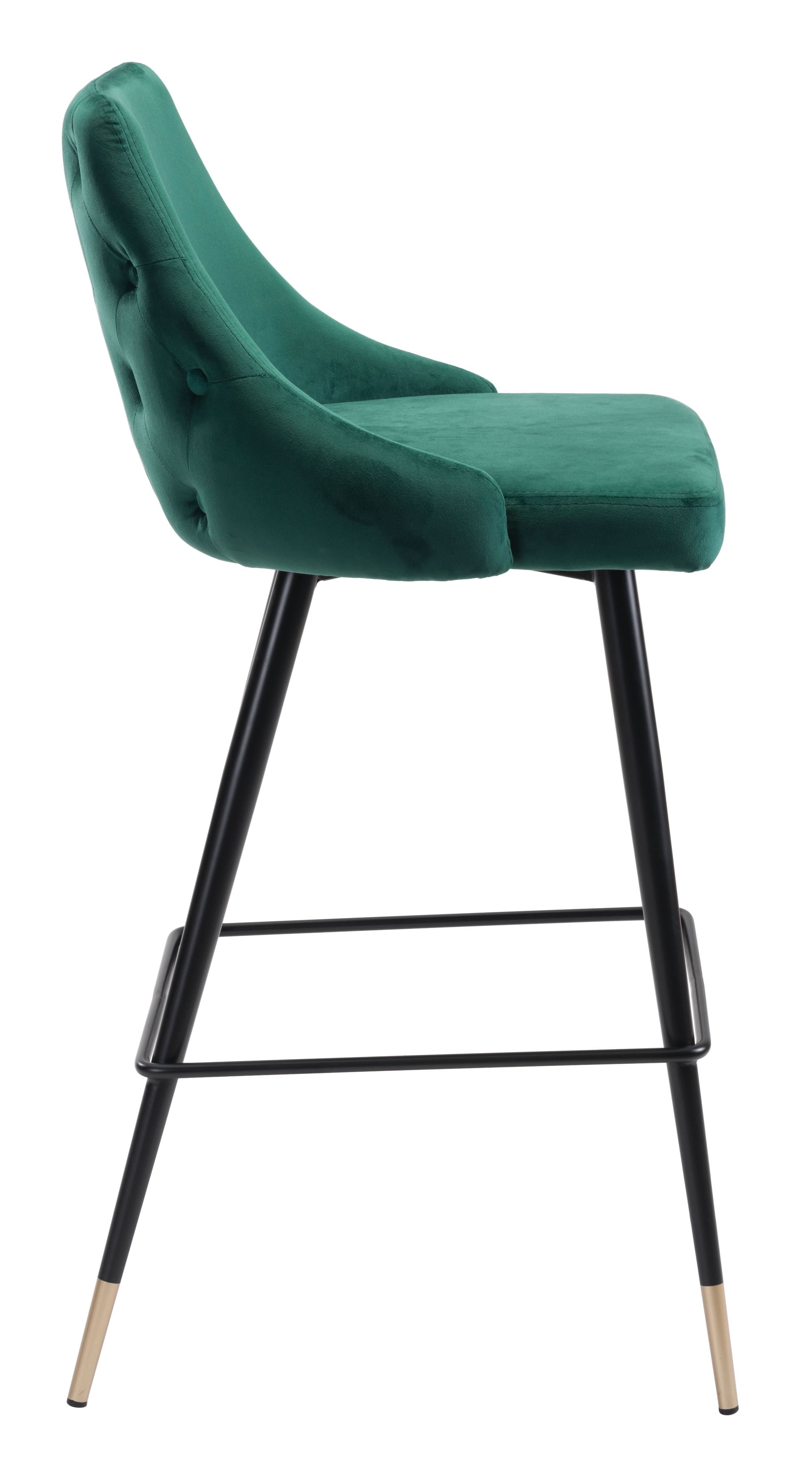 18.5" x 20.9" x 40.6" Green, Velvet, Stainless Steel, Bar Chair