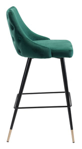 18.5" x 20.9" x 40.6" Green, Velvet, Stainless Steel, Bar Chair