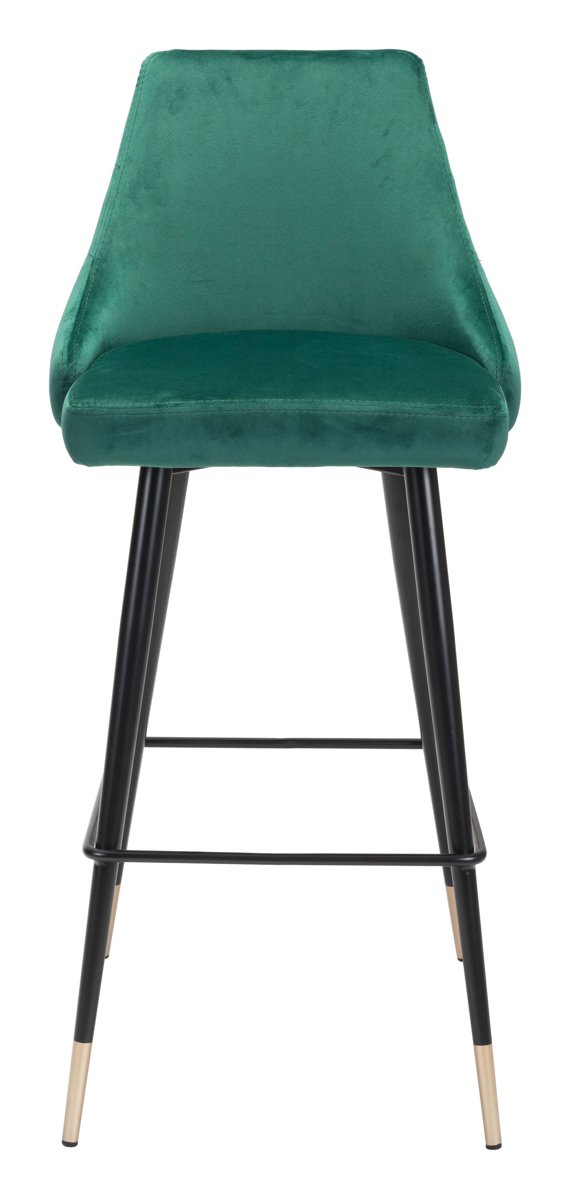 18.5" x 20.9" x 40.6" Green, Velvet, Stainless Steel, Bar Chair