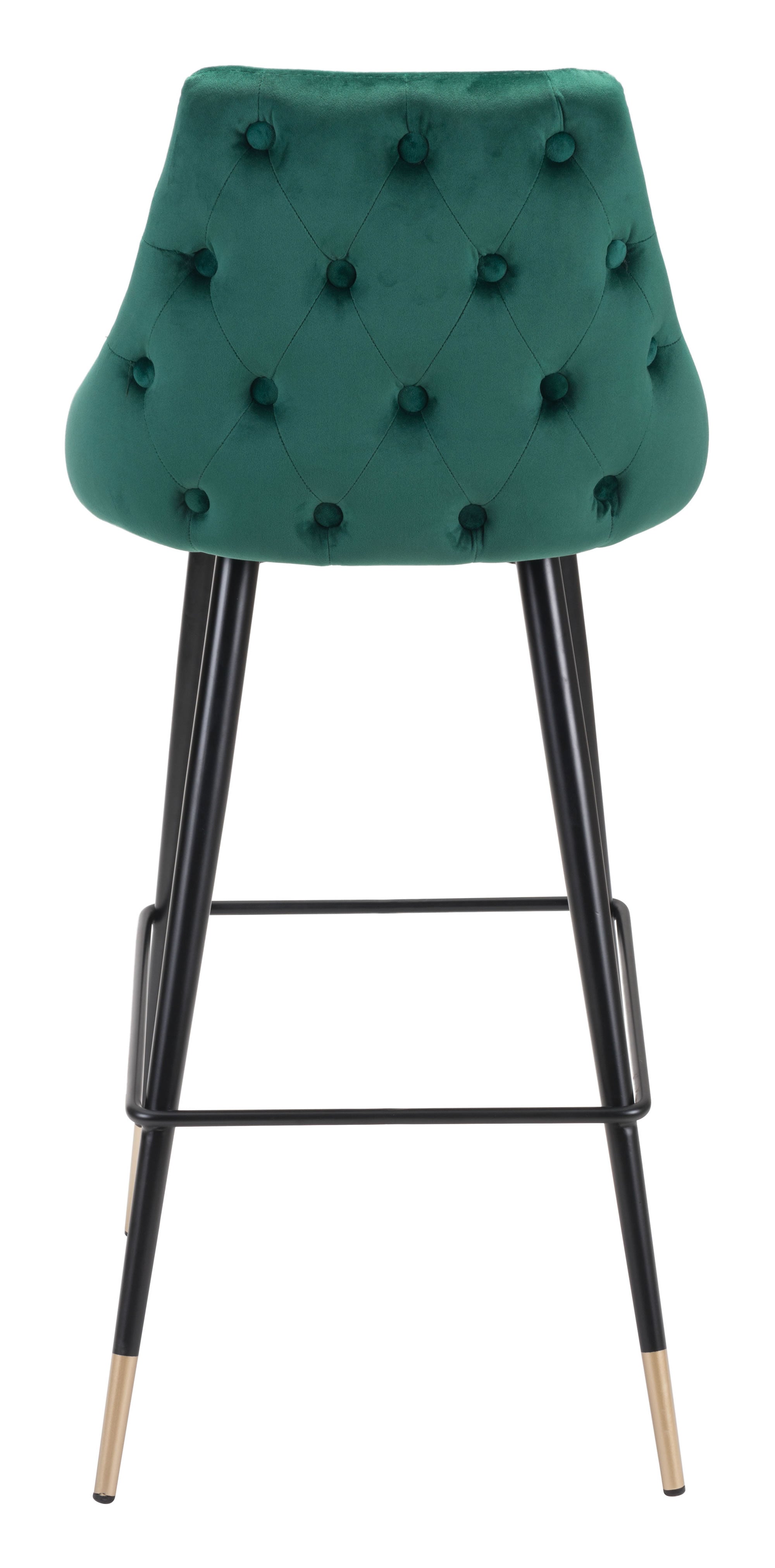 18.5" x 20.9" x 40.6" Green, Velvet, Stainless Steel, Bar Chair