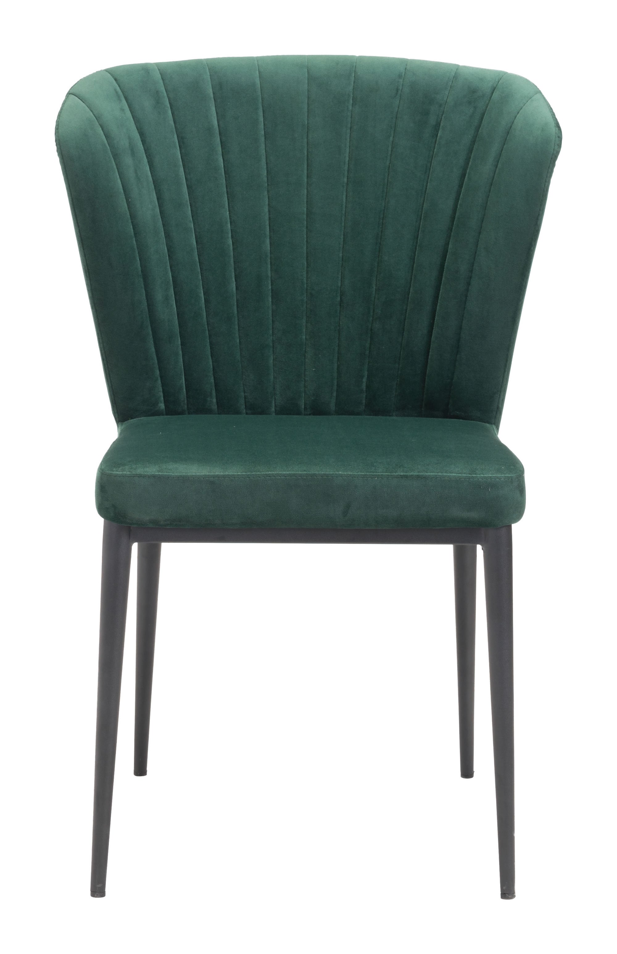 22.4" x 23.6" x 33.9" Green, Velvet, Stainless Steel, Dining Chair - Set of 2