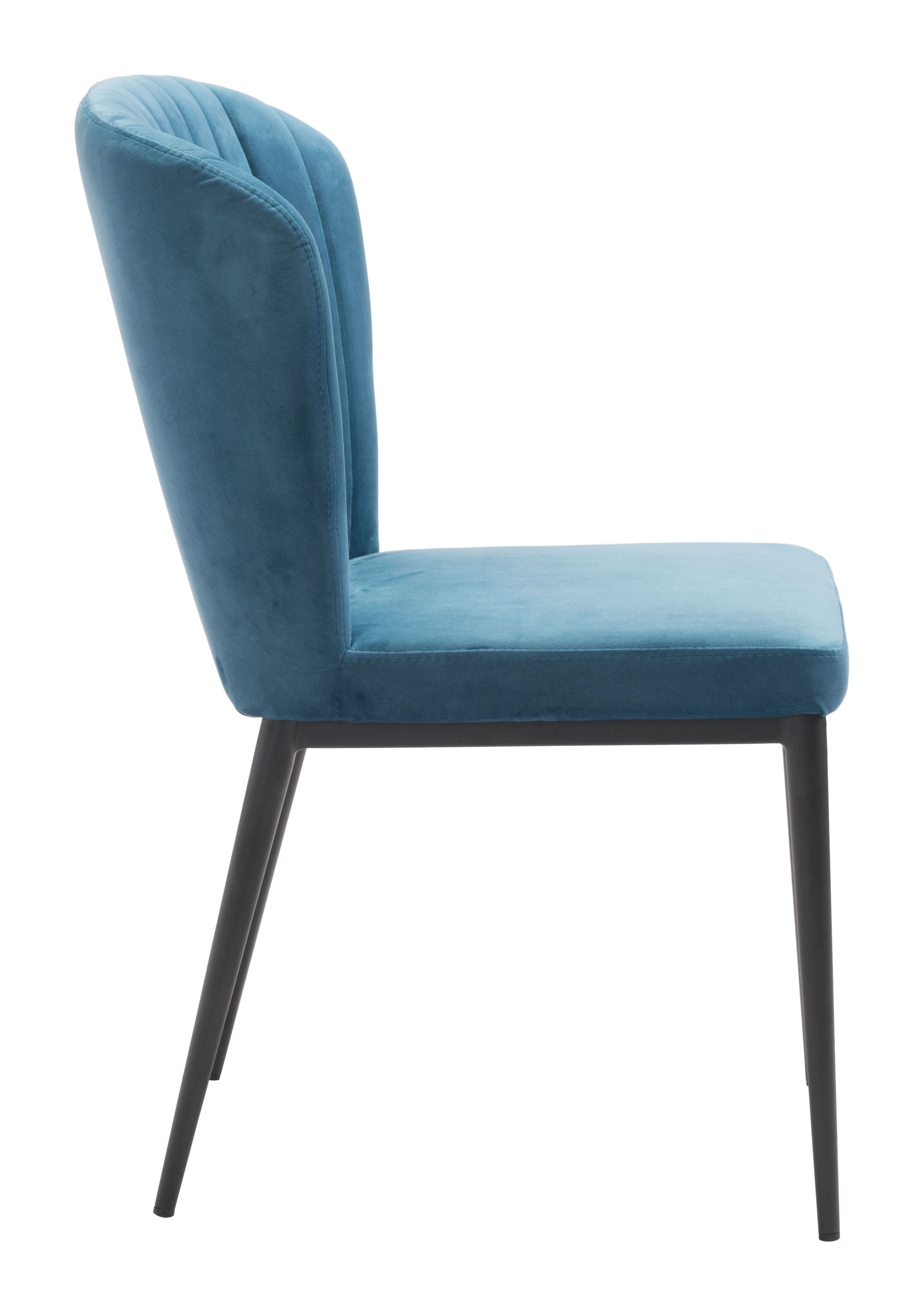 Fashionable Teal Blue Tufted Velvet Dining or Side Chairs - Set of 2
