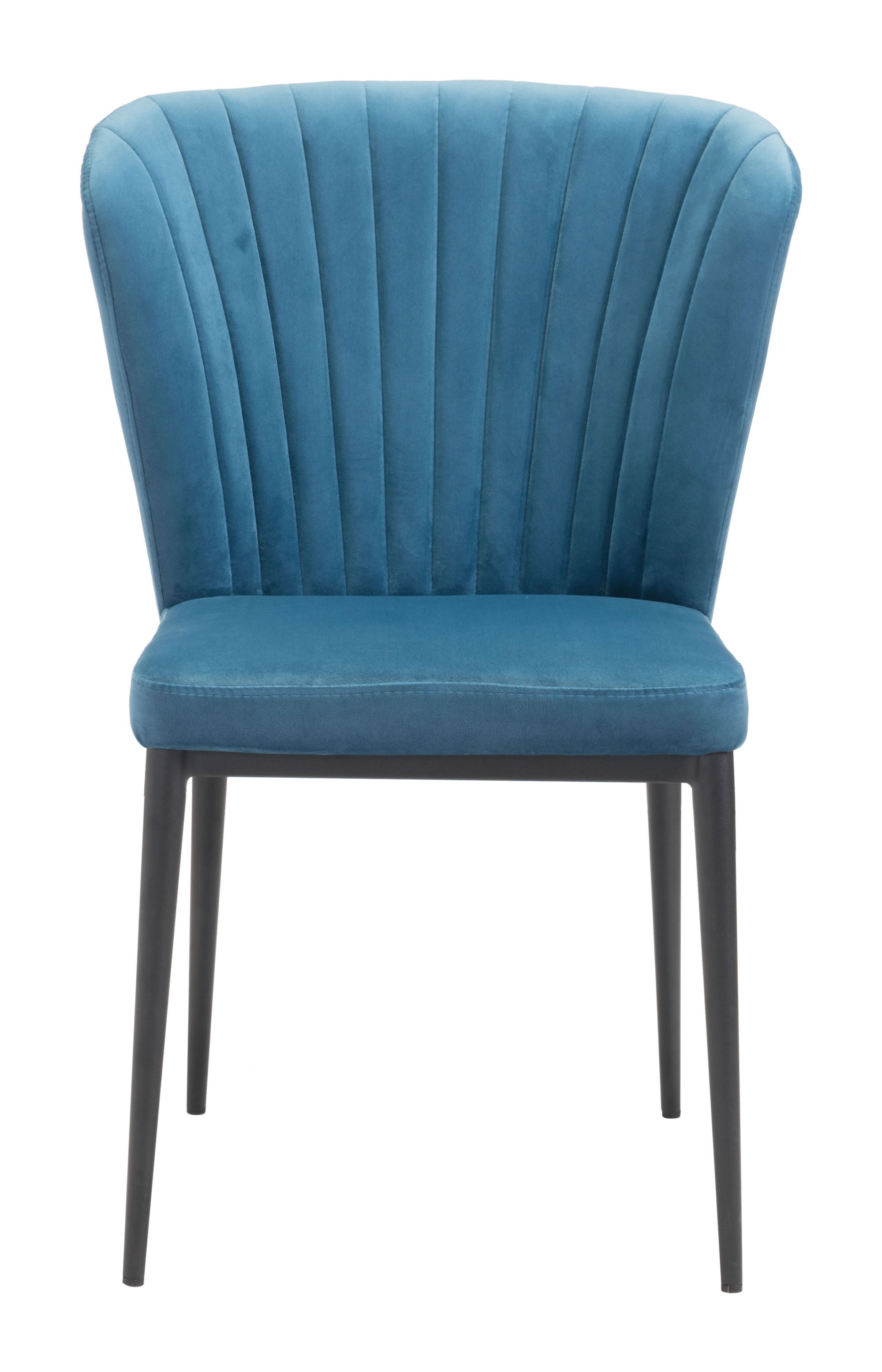 Fashionable Teal Blue Tufted Velvet Dining or Side Chairs - Set of 2