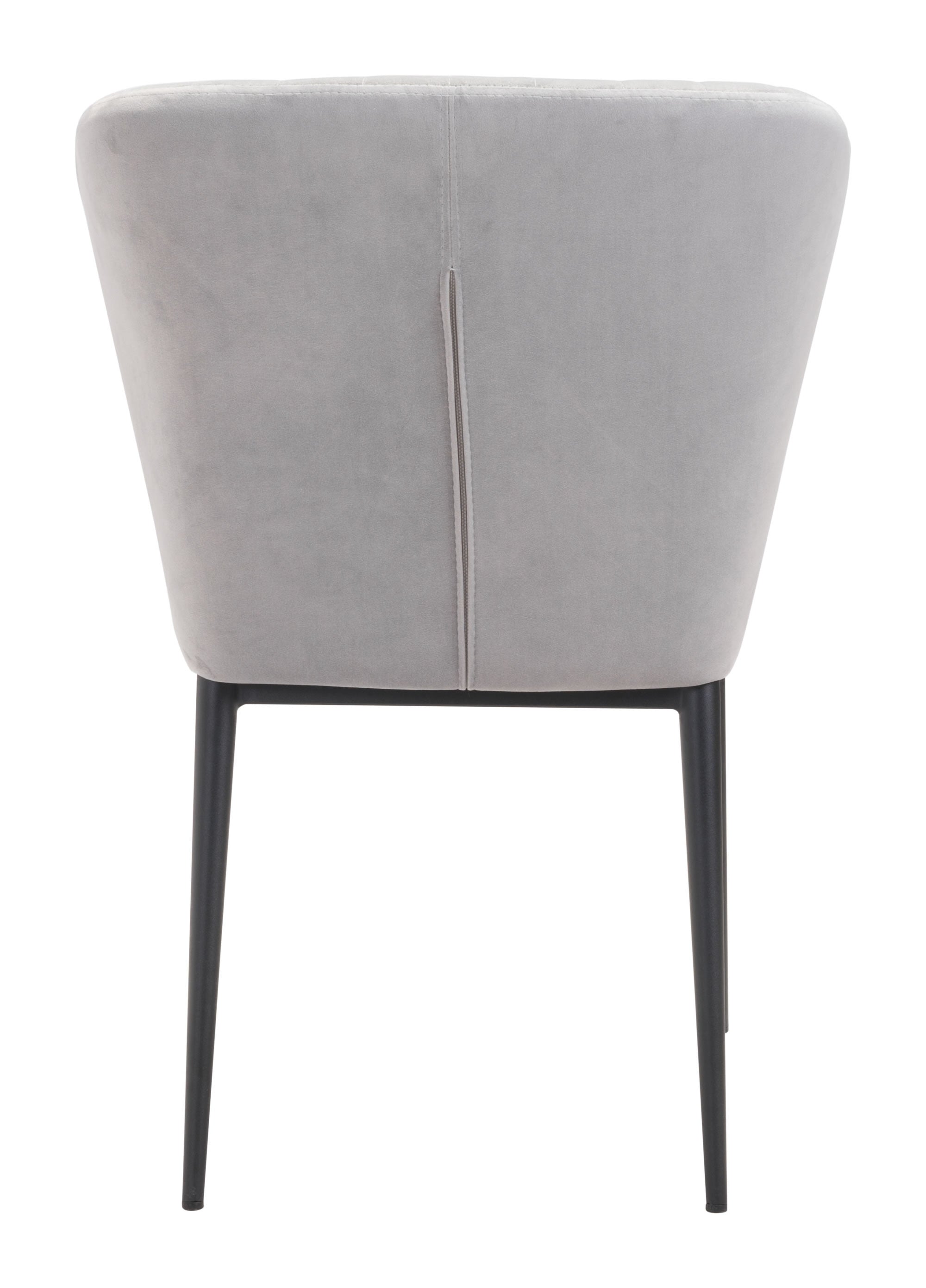 Fashionable Dove Gray Tufted Velvet Dining or Side Chairs - Set of 2