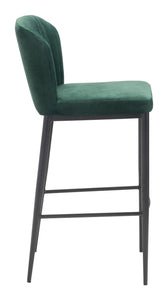 20.9" x 21.9" x 41.3" Green, Velvet, Stainless Steel, Bar Chair - Set of 2